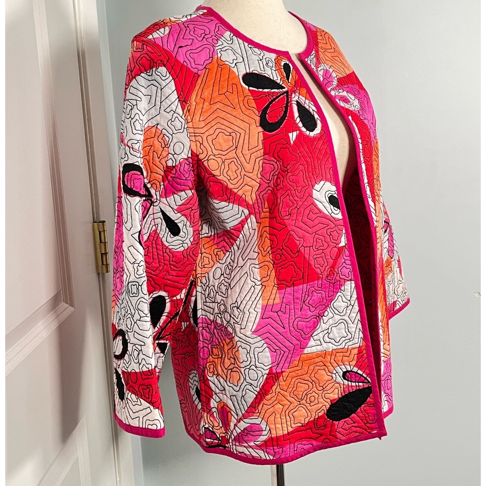 Chico's Reversible Heritage Quilted Open Front
Jacket/Cardigan - Picture 7 of 9